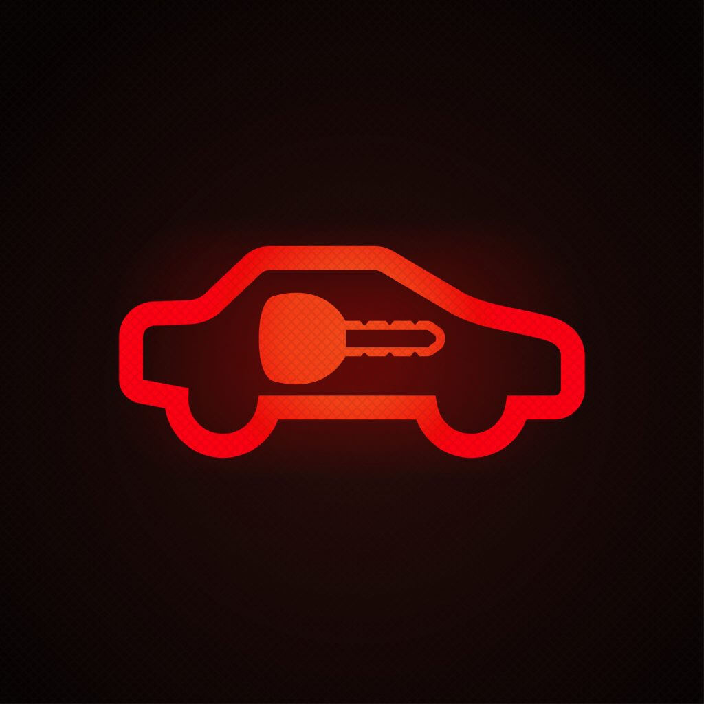 Flashing Red Car With Key symbol Nissan